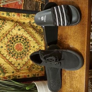 Air Underground Blk Lace Sneakers & Palms Blk w/ Rhinestone Sliders